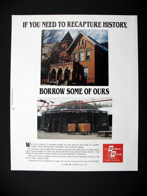 Belden Brick Co Building Restoration Bricks Beehive Kiln 1991 Ad 