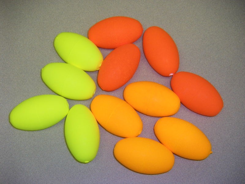 Fishing Floats Steelhead 12 pack bulk 2.50 OVAL 3 CLRS