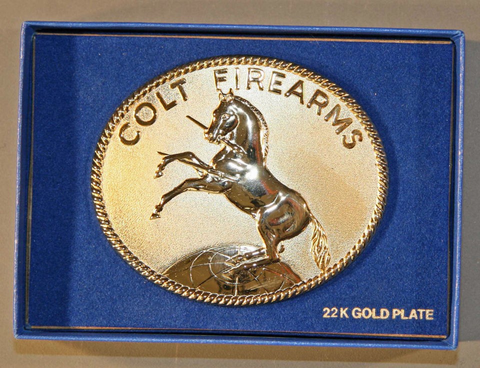 COLT FIREARMS RAMPANT COLT GOLD BELT BUCKLE