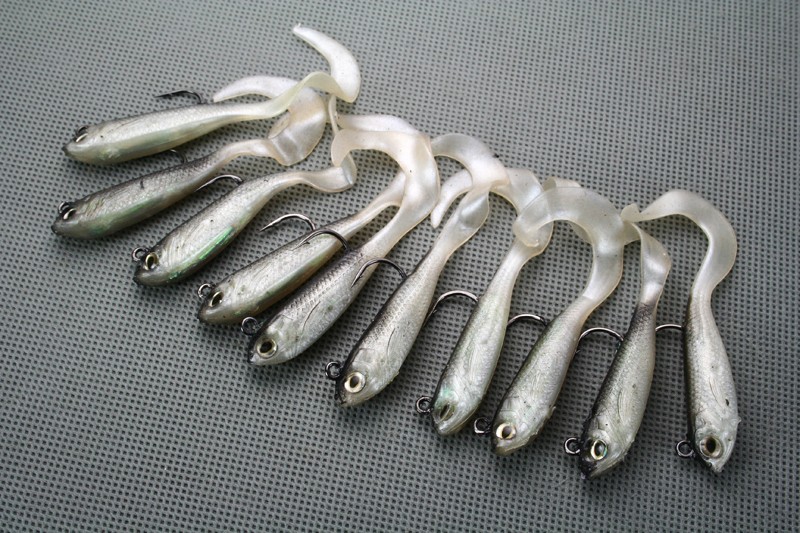 10PCS NIGHT FISHING PLASTIC SOFT LURES WORM BAITS 6.8g