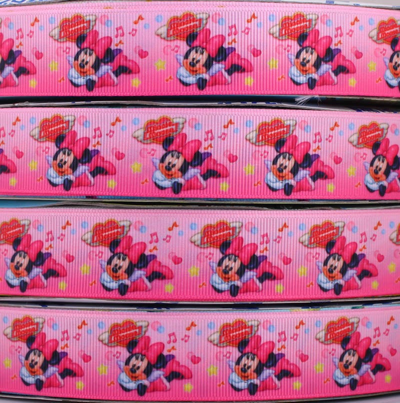 50/100 yards 125mm music minnie mouse star heart GROSGRAIN Printed 