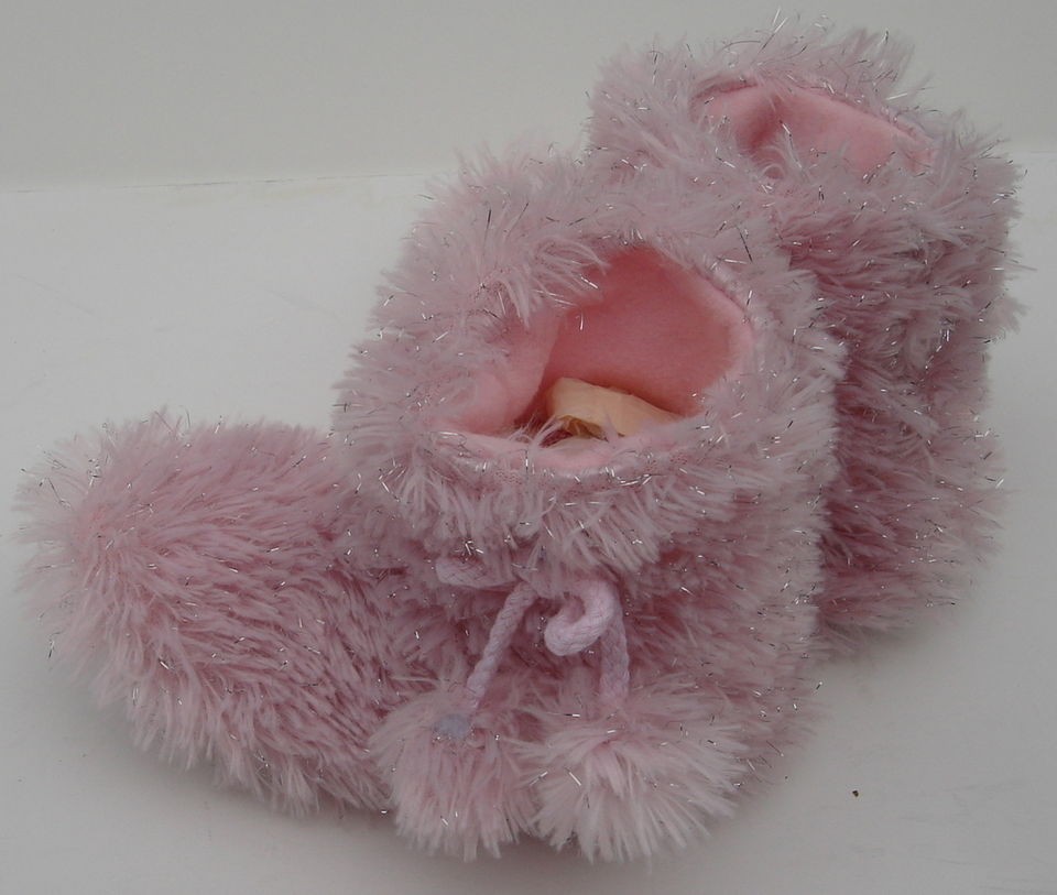 CAPELLI KIDS PINK SHAGGY FUZZY GIRLS SLIPPERS BOOTIES HOUSE SHOES