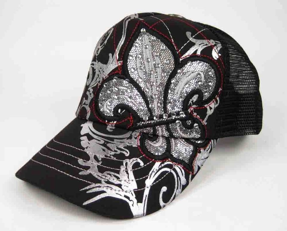   SNOOKI Jwoww Hot Pink Snap Back BLACK fleur de lis Mesh TRUCKER Hat