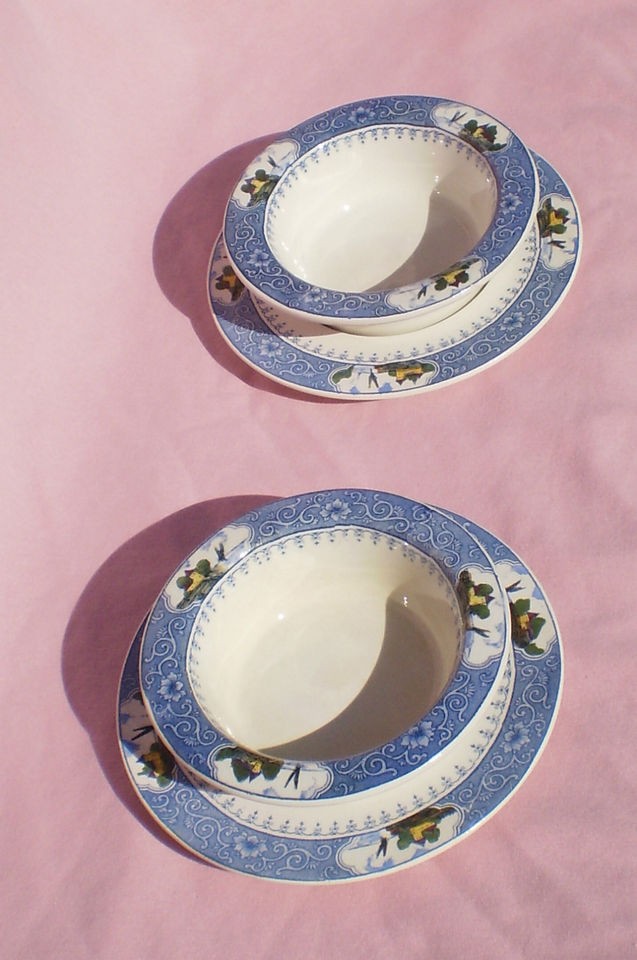   MINTON CUSTARD CUPS w/ UNDERPLATES   MILTON PATTERN **