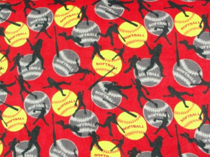 SOFTBALLS RED FLEECE FABRIC 456 $8.50/YARD