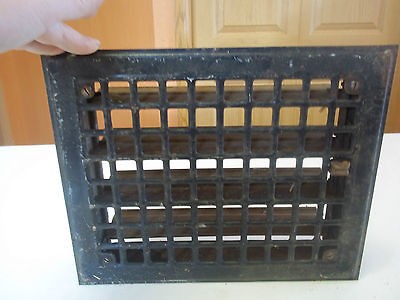 antique floor grate vent louvers Arts Craft style cast iron11.75x9.75 