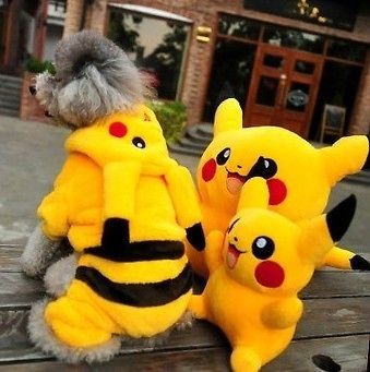 Cute toy poodle Costumes Pokemon Pikachu Pet Puppy Dog Clothes Hooded 