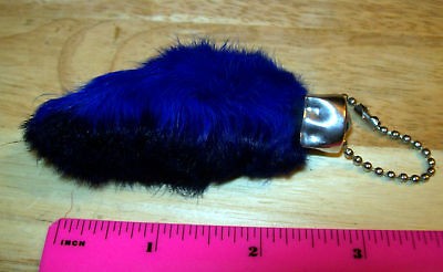 Rabbit Foot Key chain   Royal Blue   New   Good Luck