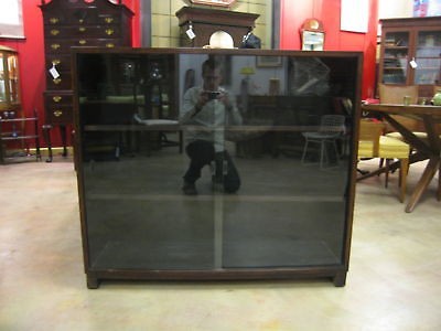   Early 20th Century Quarter Sawn Oak Bookcase w/ Glass Sliding Doors