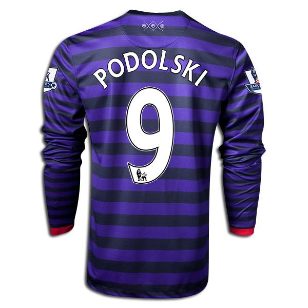   LUKAS PODOLSKI L/S AWAY JERSEY FOOTBALL 2012/13 BARCLAYS PL PATCHES