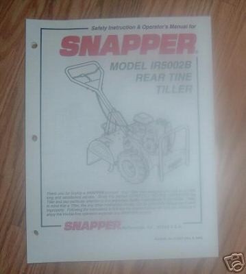 SNAPPER IR5002B SERIES TILLER OWNERS MANUAL 22307