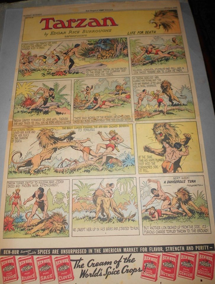 Tarzan Sunday Page by Burne Hogarth from 7/2/1939 Full Page Size 