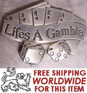 Metal Belt Buckle Poker Dice Lifes A Gamble NEW