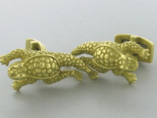 KIESELSTEIN CORD 18K GOLD FROG CUFFLINKS 27.8g