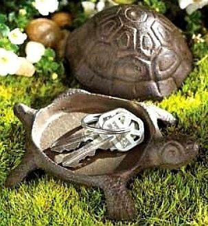 Cast Iron Turtle Garden Yard Statue Flower Bed Decor Hide A Spare Key 