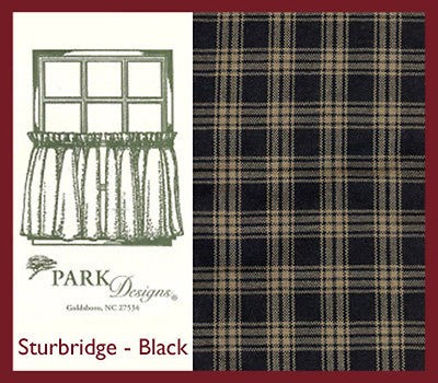 Park Designs Sturbridge Country Cottage Curtains Black Tiers 72 x 