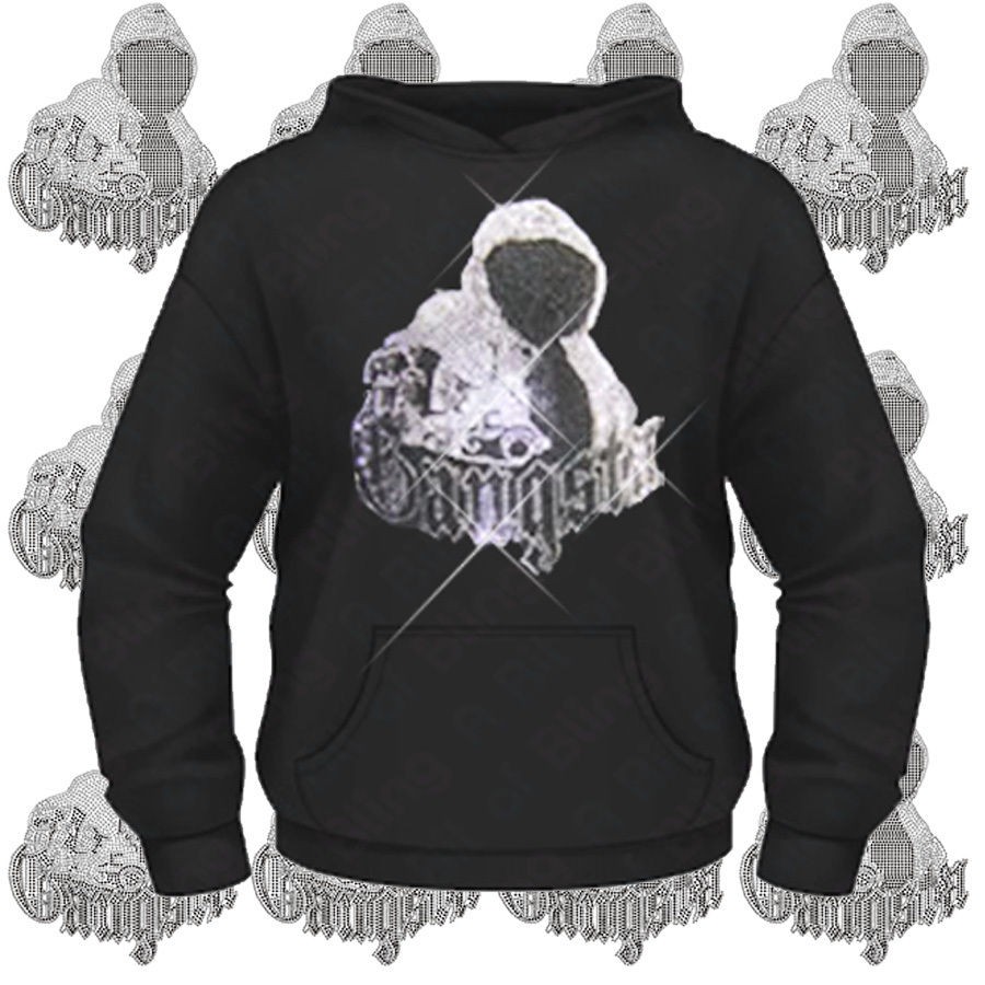 Mens Rhinestud Gangsta Embellished hoodie XS XXL