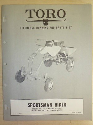 TORO MOWER OPERATING PARTS MANUAL MODEL. SPORTSMAN RIDER BOOK NO. 7603