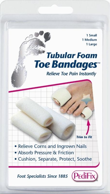 PediFix Tubular Foam Toe Bandages, 3 Pack