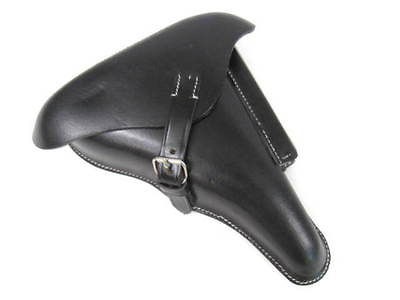 WWII German Black Leather Hardshell Holster Luger P08 Pistol Dated 