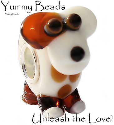 925 SILVER MUTLEY POOCH DOG MURANO GLASS BRACELET BEAD