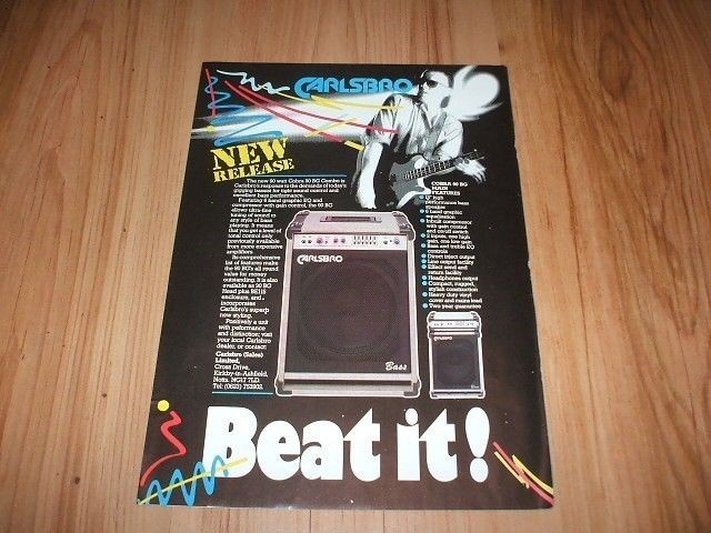 Carlsbro Cobra 90 bass amplifier 1987 magazine advert