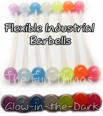   BARBELL 1.5 14GA GLOW IN THE DARK INDUSTRIAL BARBELL PICK 1