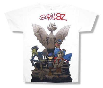 GORILLAZ   GARGOYLE STATUE SOFT WHITE T SHIRT   NEW ADULT LARGE L