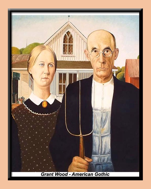 AMERICAN GOTHIC, GRANT WOOD, LAMINATED PRINT  