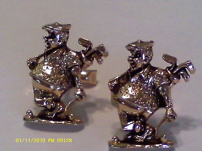 Gold Toned, Novelty, Golfer Cuff Links, pat. # 2472958