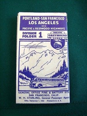GREYHOUND Bus Line 1943 Schedule Oregon California Pacific & Redwood 