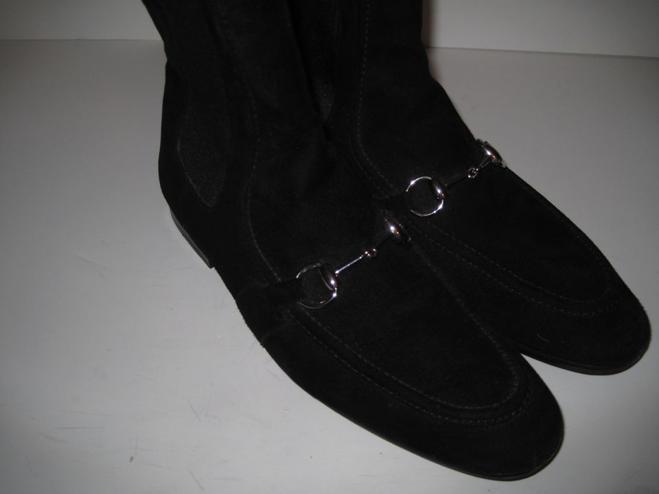 MEN GUCCI BLACK HORSE BIT SUEDE LEATHER BOOTS SZ 8 D YVES ZILLI MADE 