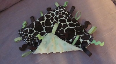 Handmade Mini Baby Blanket in Lime Green & Brown Giraffe Print