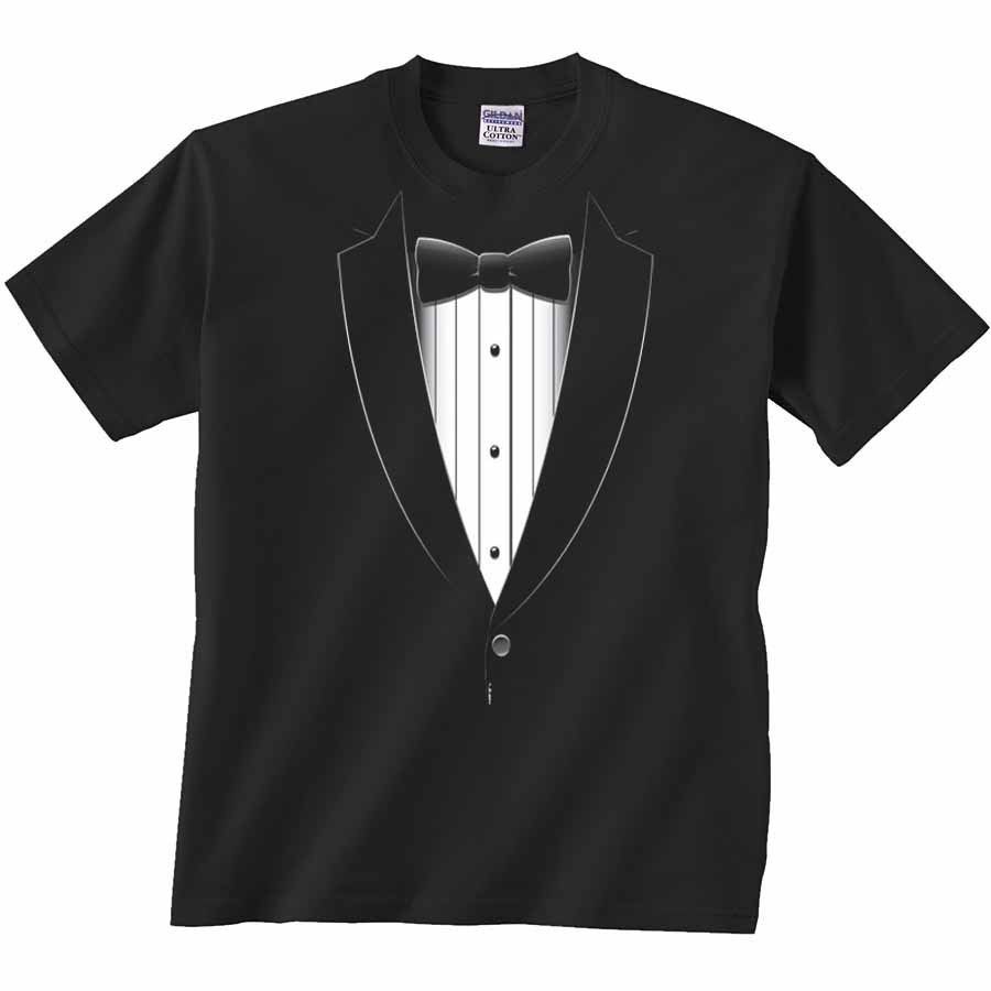 Tuxedo T Shirt Black Bow Tie Tux Tee Prom Wedding Bachlor Party Dance 