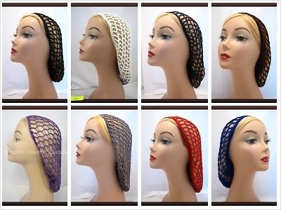 Lot of 8 Soft Rayon Snood Hair Net Crocheted Hair Net