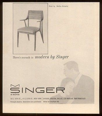 1958 Bertha Schaefer modern chair photo M Singer furniture vintage 