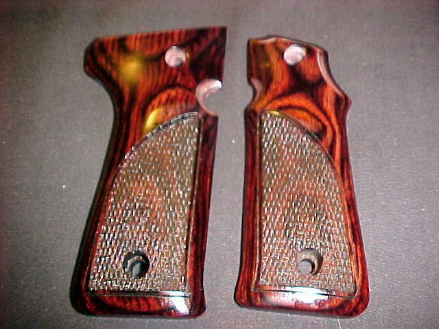   Frame Semi Auto Fine Rosewood Checkered Pistol Gun Grips  Beautiful