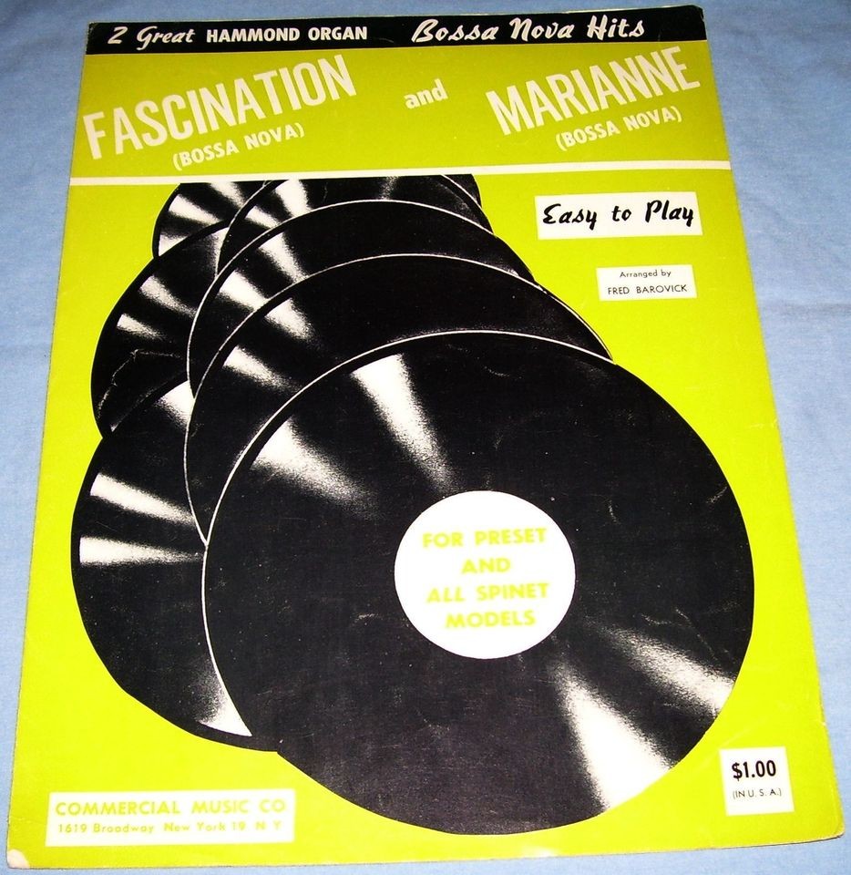 VINTAGE Sheet Music  2 Great Hammond Organ Bossa Nova   FASCINATION 