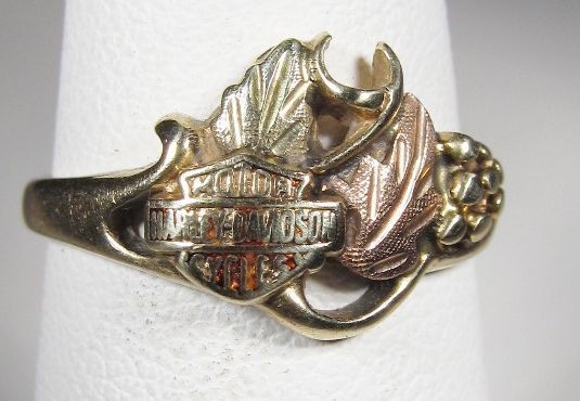 Harley Davidson Ring 10K Black Hills Gold Ladies CAR 2371