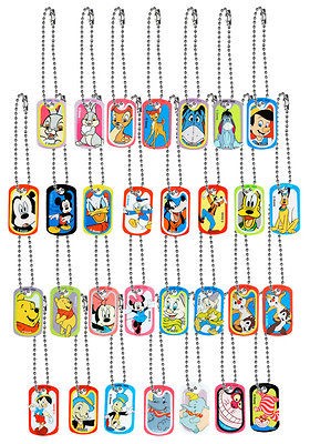   Mini Dog Tag Key Chains Metal Tin Movie Characters w/ Ball Chain