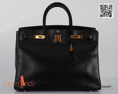 URBAN LEGEND HERMES BIRKIN BAG 40cm BLACK BOX W GOLD HARDWARE