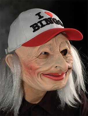 Funny Bingo Grandma Lady Old Woman Female Scary Halloween Costume Mask