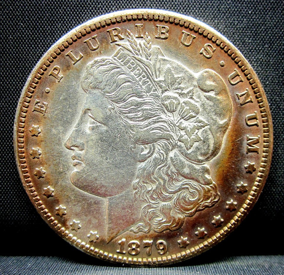 1879 CC $1 MORGAN SILVER DOLLAR ★ AU ALMOST UNCIRCULATED ★ CAPPED 