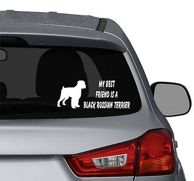   best friend is a Black Russian Terrier Dog vinyl car window stickers