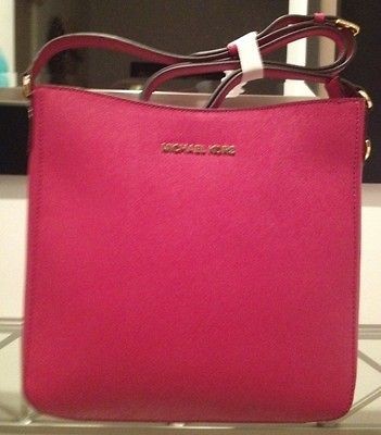 NEW MICHAEL KORS JET SET SHOULDER BAG PINK LEATHER CROSSBODY PURSE $ 