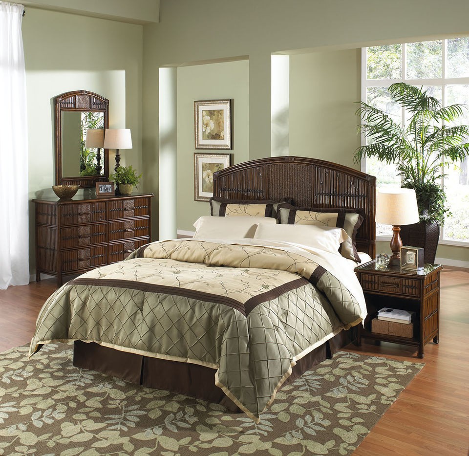 POLYNESIAN 4 PIECE BEDROOM SET (QUEEN   KING   TWIN HEADBOARD SIZES)