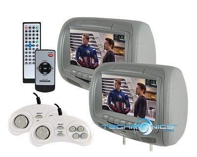 PAIR 9 TFT WIDESCREEN HEADREST PILLOW MONITORS & 1 W/ BUILT IN DVD 