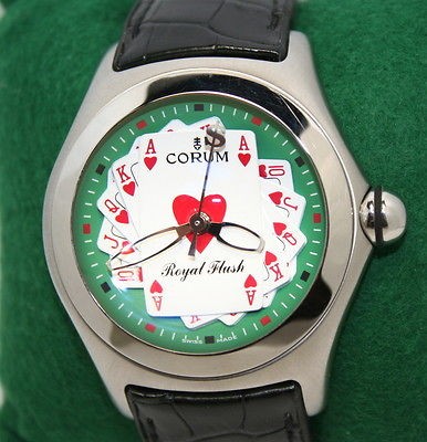   ~ Rare Mens Corum ** ROYAL FLUSH ** Bubble XL Watch / Box / Papers