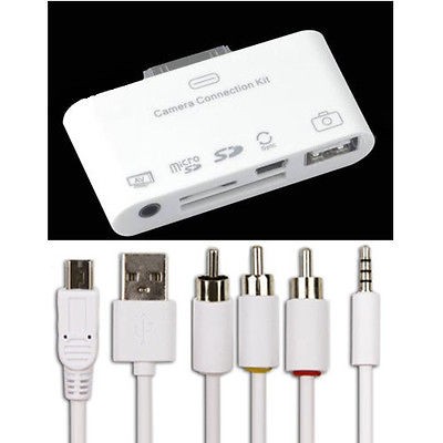 AV Video TV Cable 5in1 Camera Kit SD Card Reader Adaptor iPad2 3 