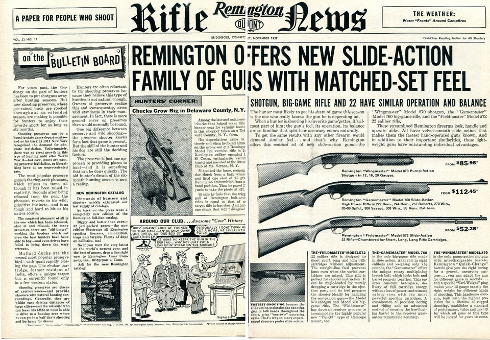 1957 Remington Rifle News 870 Wingmaster 760 Gamemaster & 572 2 Page 